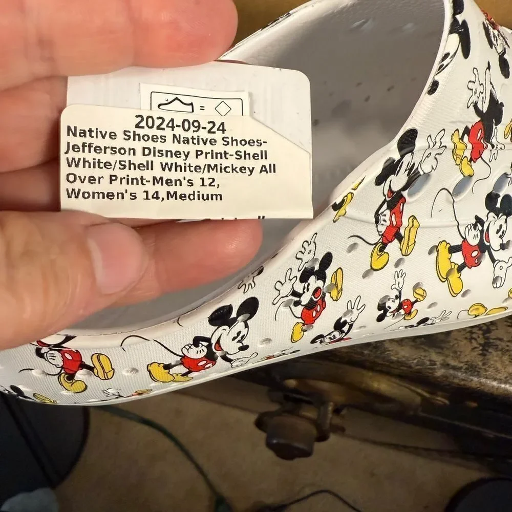 Native Jefferson Shoes Mens Sz 12 Disney Mickey All Over Print Slip On Sneaker